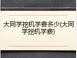 大同学挖机学费多少(大同学挖机学费)
