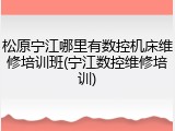 松原宁江哪里有数控机床维修培训班(宁江数控维修培训)