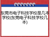 东莞市电子科技学校是几本学校(东莞电子科技学校几本)