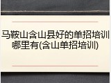 马鞍山含山县好的单招培训哪里有(含山单招培训)
