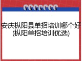 安庆枞阳县单招培训哪个好(枞阳单招培训优选)