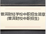 普洱财经学校中职招生简章(普洱财校中职招生)