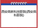 西安高新科技职院(西安高科职院)