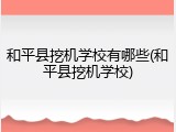 和平县挖机学校有哪些(和平县挖机学校)