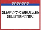 朝阳财经学校职校怎么样(朝阳财校职校如何)
