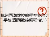 杭州西湖数控编程专业培训学校(西湖数控编程培训)