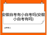 安徽自考有小自考吗(安徽小自考有吗)