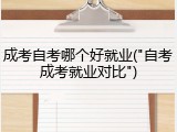 成考自考哪个好就业("自考成考就业对比")
