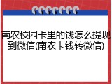 南农校园卡里的钱怎么提现到微信(南农卡钱转微信)