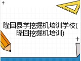 隆回县学挖掘机培训学校(隆回挖掘机培训)