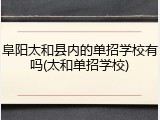 阜阳太和县内的单招学校有吗(太和单招学校)