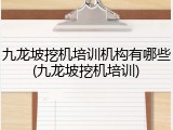九龙坡挖机培训机构有哪些(九龙坡挖机培训)