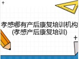 孝感哪有产后康复培训机构(孝感产后康复培训)