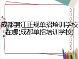 成都锦江正规单招培训学校在哪(成都单招培训学校)