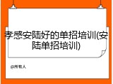 孝感安陆好的单招培训(安陆单招培训)