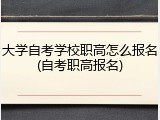 大学自考学校职高怎么报名(自考职高报名)