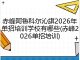 赤峰阿鲁科尔沁旗2026年单招培训学校有哪些(赤峰2026单招培训)