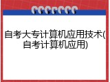 自考大专计算机应用技术(自考计算机应用)