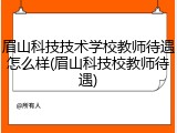 眉山科技技术学校教师待遇怎么样(眉山科技校教师待遇)