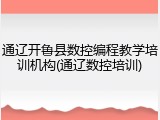通辽开鲁县数控编程教学培训机构(通辽数控培训)