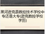 黑河逊克县数控技术学校中专还是大专(逊克数控学校学历)