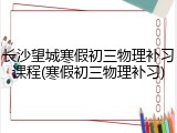 长沙望城寒假初三物理补习课程(寒假初三物理补习)