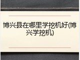 博兴县在哪里学挖机好(博兴学挖机)