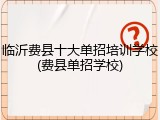 临沂费县十大单招培训学校(费县单招学校)