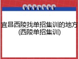 宜昌西陵找单招集训的地方(西陵单招集训)