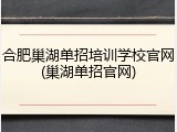 合肥巢湖单招培训学校官网(巢湖单招官网)