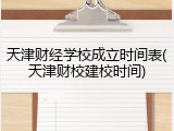 天津财经学校成立时间表(天津财校建校时间)