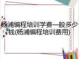 杨浦编程培训学费一般多少钱(杨浦编程培训费用)
