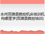 永州双牌县数控机床培训机构哪里学(双牌县数控培训)