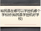 裕民县在哪可以学挖机哪个学校好(裕民县学挖机好学校)