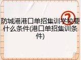 防城港港口单招集训学校要什么条件(港口单招集训条件)