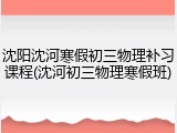 沈阳沈河寒假初三物理补习课程(沈河初三物理寒假班)