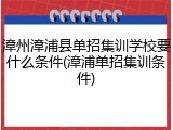 漳州漳浦县单招集训学校要什么条件(漳浦单招集训条件)