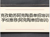 克孜勒苏阿克陶县单招培训学校推荐(阿克陶单招培训)