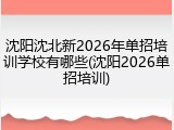 沈阳沈北新2026年单招培训学校有哪些(沈阳2026单招培训)