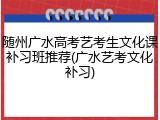 随州广水高考艺考生文化课补习班推荐(广水艺考文化补习)