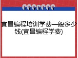 宜昌编程培训学费一般多少钱(宜昌编程学费)