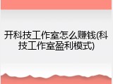 开科技工作室怎么赚钱(科技工作室盈利模式)