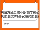南阳方城县农业职高学校如何报名(方城县农职高报名)