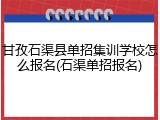 甘孜石渠县单招集训学校怎么报名(石渠单招报名)