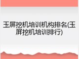 玉屏挖机培训机构排名(玉屏挖机培训排行)