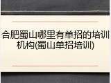 合肥蜀山哪里有单招的培训机构(蜀山单招培训)
