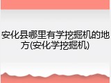 安化县哪里有学挖掘机的地方(安化学挖掘机)