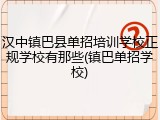 汉中镇巴县单招培训学校正规学校有那些(镇巴单招学校)