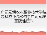 广元元坝农业职业技术学院是私立还是公立("广元元坝职院性质")