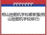 相山挖掘机学校哪家强(相山挖掘机学校排行)